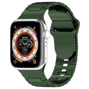 For Apple Watch SE 44mm Square Buckle Armor Style Silicone Watch Band(Plating Green)