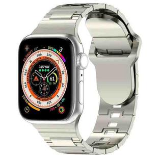 For Apple Watch SE 44mm Square Buckle Armor Style Silicone Watch Band(Plating Silver)