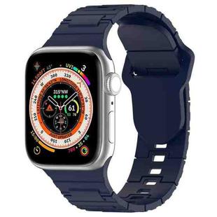 For Apple Watch SE 44mm Square Buckle Armor Style Silicone Watch Band(Midnight Blue)