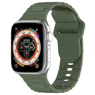 For Apple Watch 4 44mm Square Buckle Armor Style Silicone Watch Band(Dark Green)