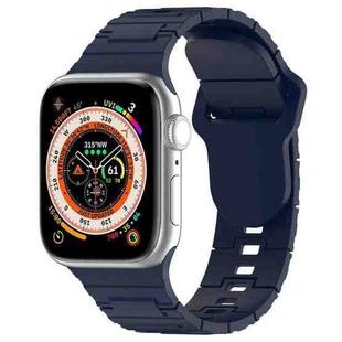 For Apple Watch 4 44mm Square Buckle Armor Style Silicone Watch Band(Midnight Blue)