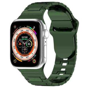 For Apple Watch SE 2023 40mm Square Buckle Armor Style Silicone Watch Band(Plating Green)