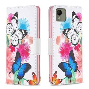 For Nokia C110 Colored Drawing Pattern Leather Phone Case(Butterflies)