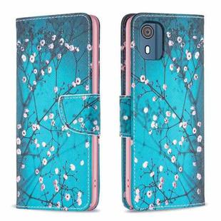 For Nokia C02 Colored Drawing Pattern Leather Phone Case(Plum Blossom)