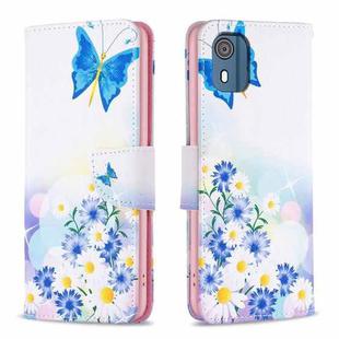 For Nokia C02 Colored Drawing Pattern Leather Phone Case(Butterfly Love)