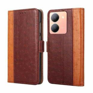 For vivo Y78 5G Ostrich Texture Horizontal Flip Leather Phone Case(Brown)