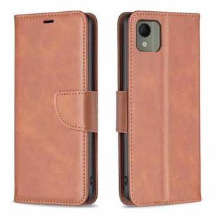 For Nokia C110 Lambskin Texture Pure Color Flip Leather Phone Case(Brown)