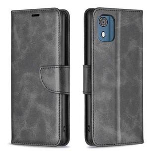 For Nokia C02 Lambskin Texture Pure Color Flip Leather Phone Case(Black)