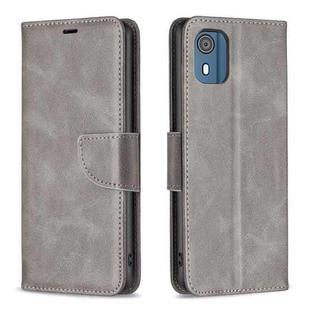 For Nokia C02 Lambskin Texture Pure Color Flip Leather Phone Case(Grey)