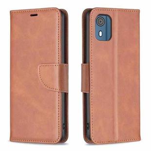 For Nokia C02 Lambskin Texture Pure Color Flip Leather Phone Case(Brown)