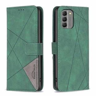 For Nokia G310 Magnetic Buckle Rhombus Texture Leather Phone Case(Green)