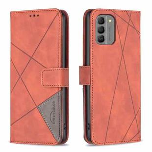 For Nokia G310 Magnetic Buckle Rhombus Texture Leather Phone Case(Brown)