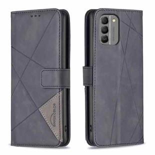 For Nokia G310 Magnetic Buckle Rhombus Texture Leather Phone Case(Black)