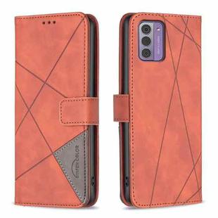 For Nokia G42 Magnetic Buckle Rhombus Texture Leather Phone Case(Brown)