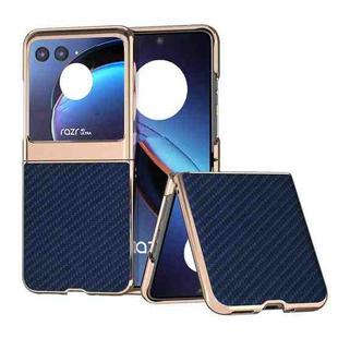 For Motorola Razr 40 Ultra Nano Electroplating Carbon Fiber Texture Phone Case(Navy Blue)