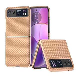 For Motorola Razr 40 Nano Electroplating Carbon Fiber Texture Phone Case(Gold)