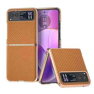 For Motorola Razr 40 Nano Electroplating Carbon Fiber Texture Phone Case(Brown)