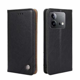 For vivo iQOO Neo 8 / 8 Pro 5G Non-Magnetic Retro Texture Leather Phone Case(Black)