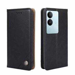 For vivo S17 5G / S17 Pro 5G Non-Magnetic Retro Texture Leather Phone Case(Black)