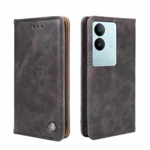 For vivo S17 5G / S17 Pro 5G Non-Magnetic Retro Texture Leather Phone Case(Grey)