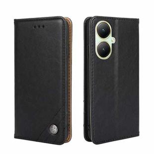 For vivo Y35+ 5G Non-Magnetic Retro Texture Leather Phone Case(Black)