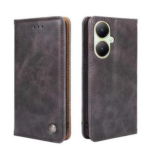 For vivo Y35+ 5G Non-Magnetic Retro Texture Leather Phone Case(Grey)