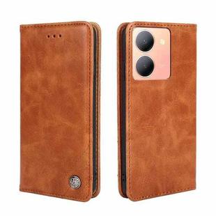 For vivo Y78 5G Non-Magnetic Retro Texture Leather Phone Case(Brown)