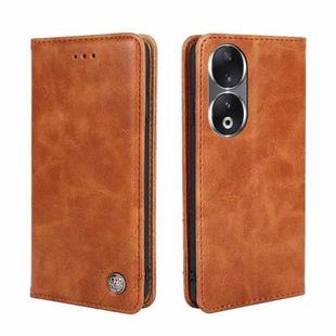 For Honor 90 5G Non-Magnetic Retro Texture Leather Phone Case(Brown)