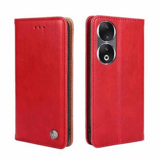 For Honor 90 5G Non-Magnetic Retro Texture Leather Phone Case(Red)