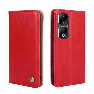For Honor 90 Pro 5G Non-Magnetic Retro Texture Leather Phone Case(Red)