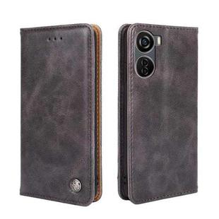 For ZTE Axon 40 Lite Non-Magnetic Retro Texture Leather Phone Case(Grey)