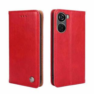 For ZTE Axon 40 Lite Non-Magnetic Retro Texture Leather Phone Case(Red)