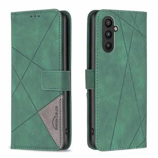 For Samsung Galaxy A25 5G Magnetic Buckle Rhombus Texture Leather Phone Case(Green)