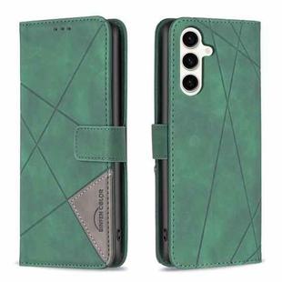 For Samsung Galaxy S23 FE 5G Magnetic Buckle Rhombus Texture Leather Phone Case(Green)