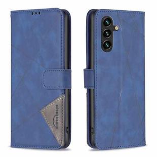 For Samsung Galaxy A15 Magnetic Buckle Rhombus Texture Leather Phone Case(Blue)