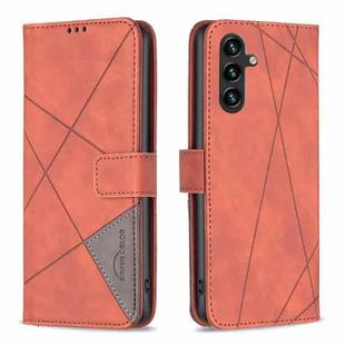 For Samsung Galaxy A05s Magnetic Buckle Rhombus Texture Leather Phone Case(Brown)