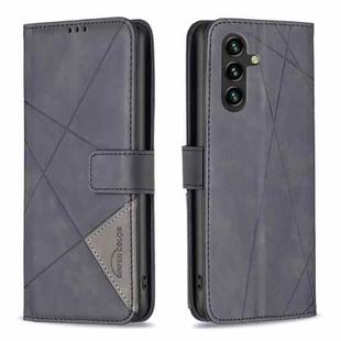 For Samsung Galaxy A05s Magnetic Buckle Rhombus Texture Leather Phone Case(Black)