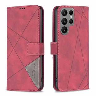 For Samsung Galaxy S24 Ultra 5G Magnetic Buckle Rhombus Texture Leather Phone Case(Red)