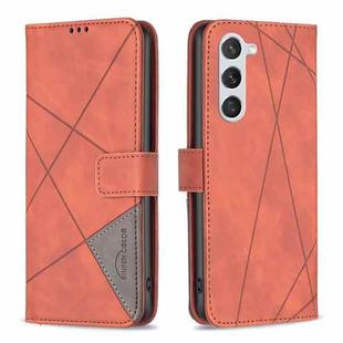 For Samsung Galaxy S24 5G Magnetic Buckle Rhombus Texture Leather Phone Case(Brown)