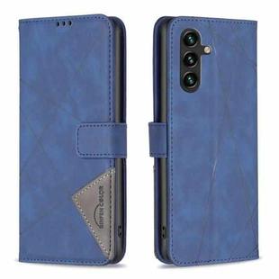 For Samsung Galaxy A35 Magnetic Buckle Rhombus Texture Leather Phone Case(Blue)