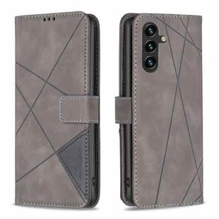 For Samsung Galaxy A35 Magnetic Buckle Rhombus Texture Leather Phone Case(Grey)