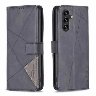 For Samsung Galaxy A55 Magnetic Buckle Rhombus Texture Leather Phone Case(Black)