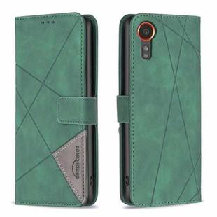 For Samsung Galaxy Xcover 7 Magnetic Buckle Rhombus Texture Leather Phone Case(Green)