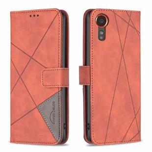 For Samsung Galaxy Xcover 7 Magnetic Buckle Rhombus Texture Leather Phone Case(Brown)