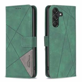 For Samsung Galaxy M55 Magnetic Buckle Rhombus Texture Leather Phone Case(Green)