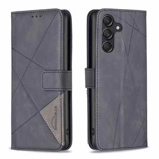 For Samsung Galaxy M55 Magnetic Buckle Rhombus Texture Leather Phone Case(Black)