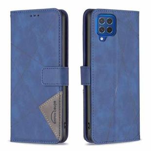 For Samsung Galaxy M62/F62 Magnetic Buckle Rhombus Texture Leather Phone Case(Blue)