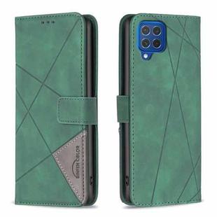 For Samsung Galaxy M62/F62 Magnetic Buckle Rhombus Texture Leather Phone Case(Green)