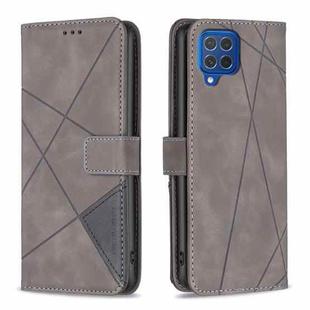 For Samsung Galaxy M62/F62 Magnetic Buckle Rhombus Texture Leather Phone Case(Grey)