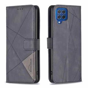 For Samsung Galaxy M62/F62 Magnetic Buckle Rhombus Texture Leather Phone Case(Black)